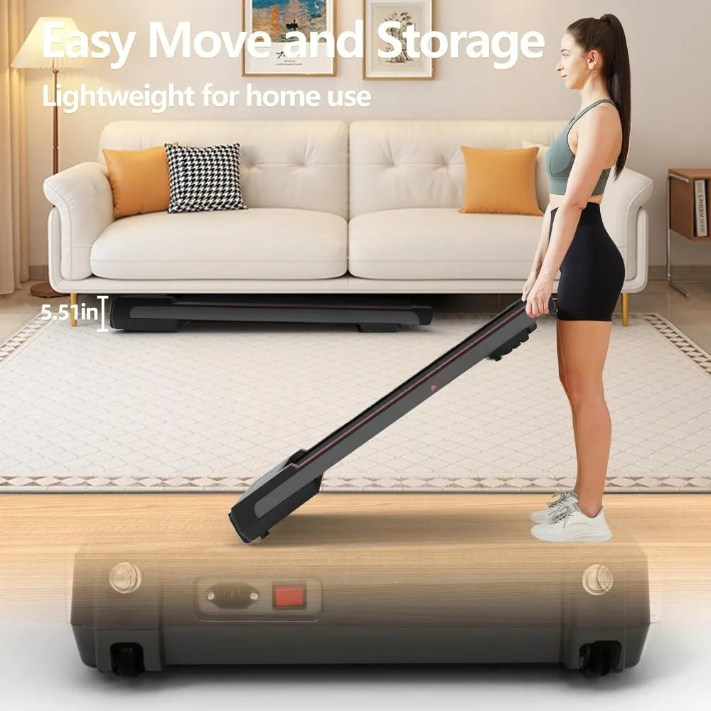2 in 1 Under Desk Electric Treadmill Motorized Exercise Machine with Wireless Speaker, Remote Control and LED, Customized