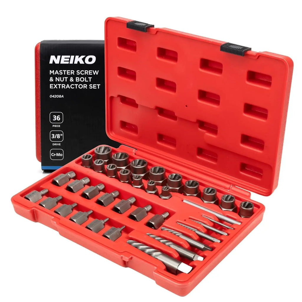 36-Piece Stripped Bolt Extractor Socket Set, Deep & Shallow, CR-Mo, 3/8 Dr., Rounded Nut Remover
