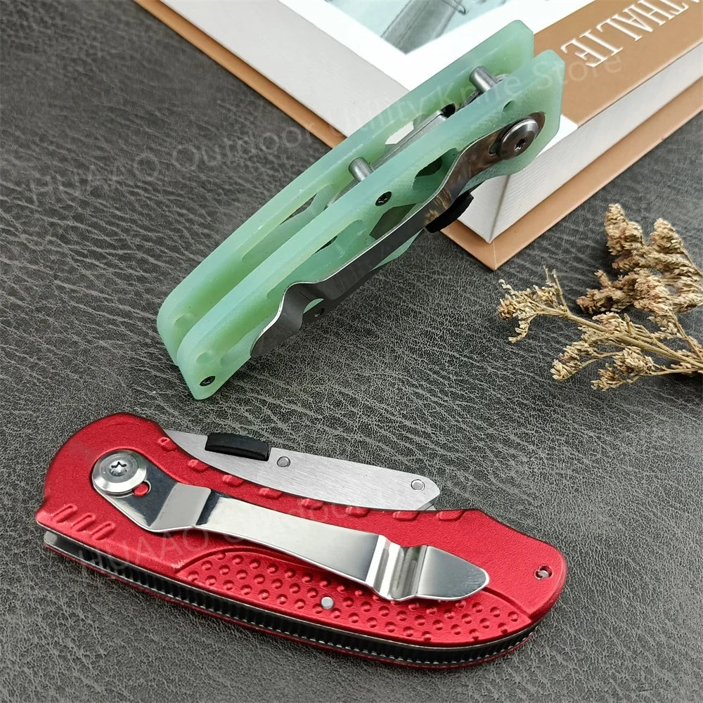 New MIni Folding Knife 440C Blade Red Aluminum/Green G10 Handle EDC Hiking Survival Camping Knife Portable Pocket Outdoor Knife