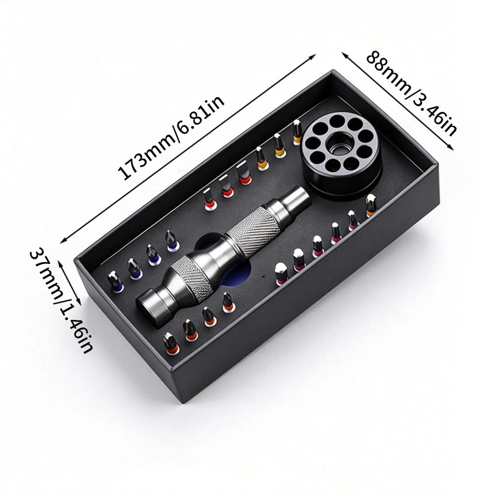 Electric Screwdriver Bits 22 Pieces Magnetic Drilling Tips With Storage Base Ergonomic Handle Driver Bit Set For Electronics