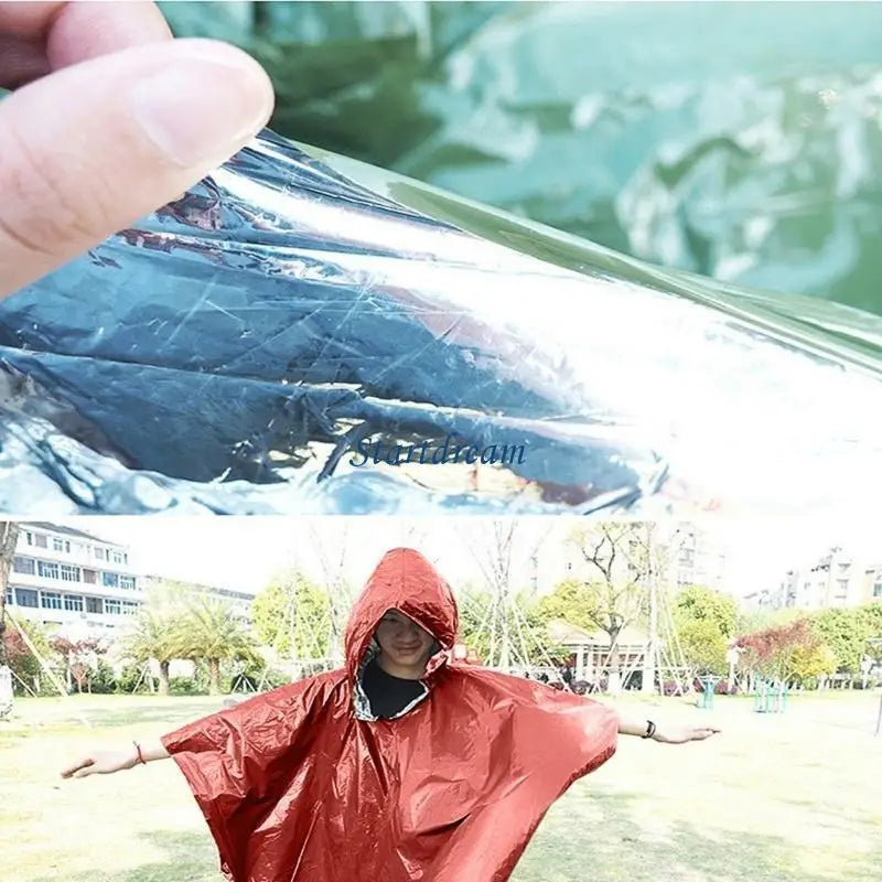 Reusable Thermal Poncho Disposable Coat for Outdoor Safety & Climate protections K92C