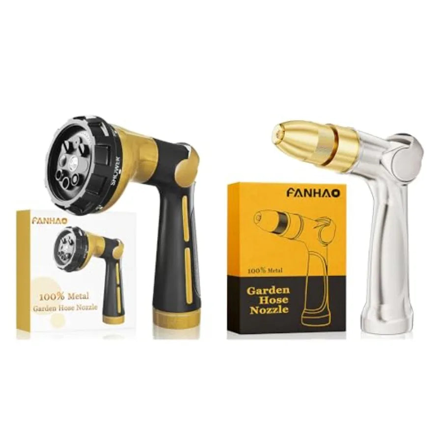 Garden Hose Nozzle with Thumb Control and Metal Water Nozzle featuring Brass Tip for Efficient Water Flow Durable Stainless Ste