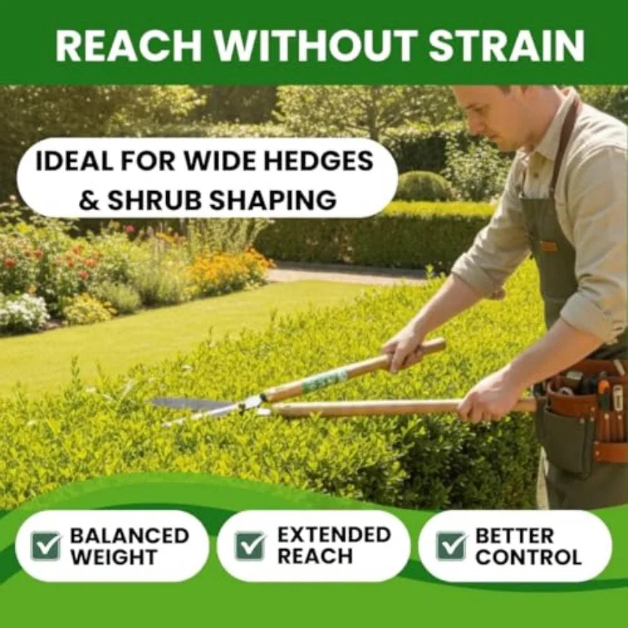 Fujiwara Japanese Hedge Shears 27.2 in 690 mm,Forged Garden Clippers with White Oak Handles, Precision Trimming Shears for Hedg