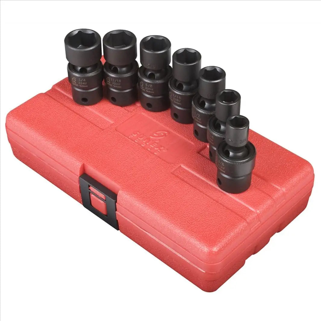7-Piece SAE Universal Impact Socket Set, 3/8" Drive, Cr-Mo, 6-Point, 3/8" to 3/4"