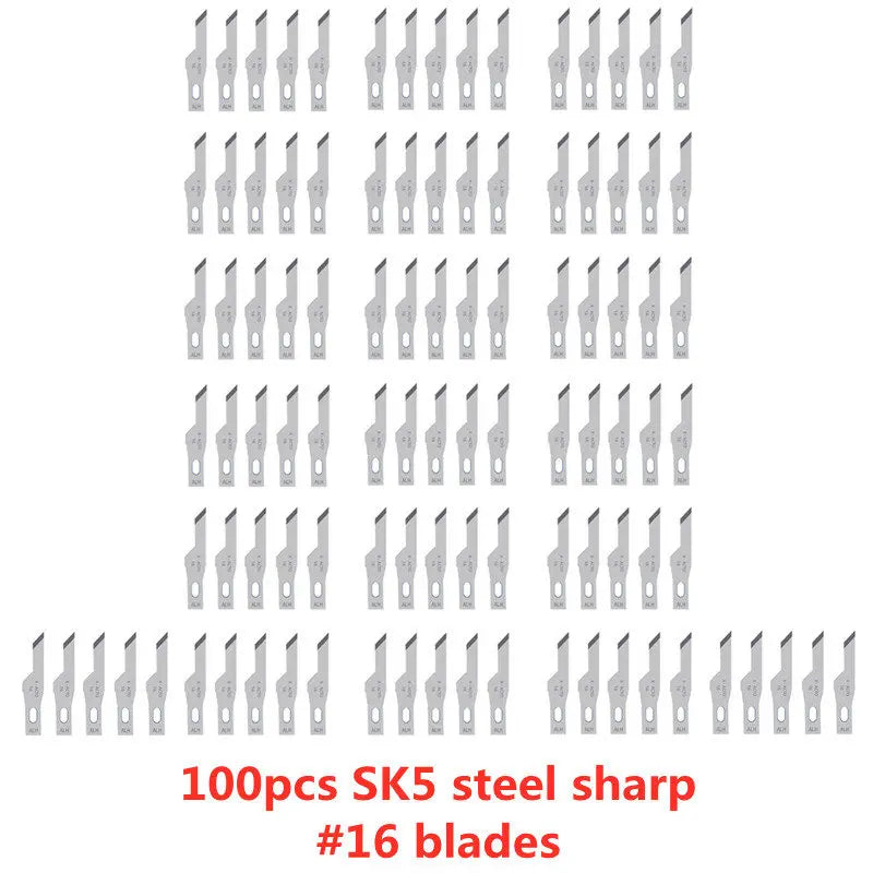 100pcs Engraving Non-Slip Metal Knife Blades Cutter Craft Knives for Mobile Phone PCB Repair Hand Tools Accessories
