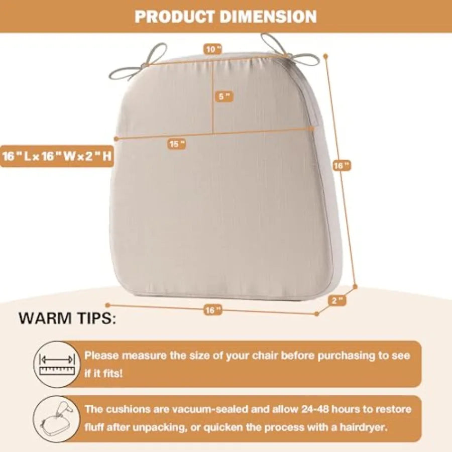 Chair Cushions for Dining Chairs with Ties Kitchen Chair Pad with Non-Slip Backing and Removable Cover Indoor/Outdoor Dining Se