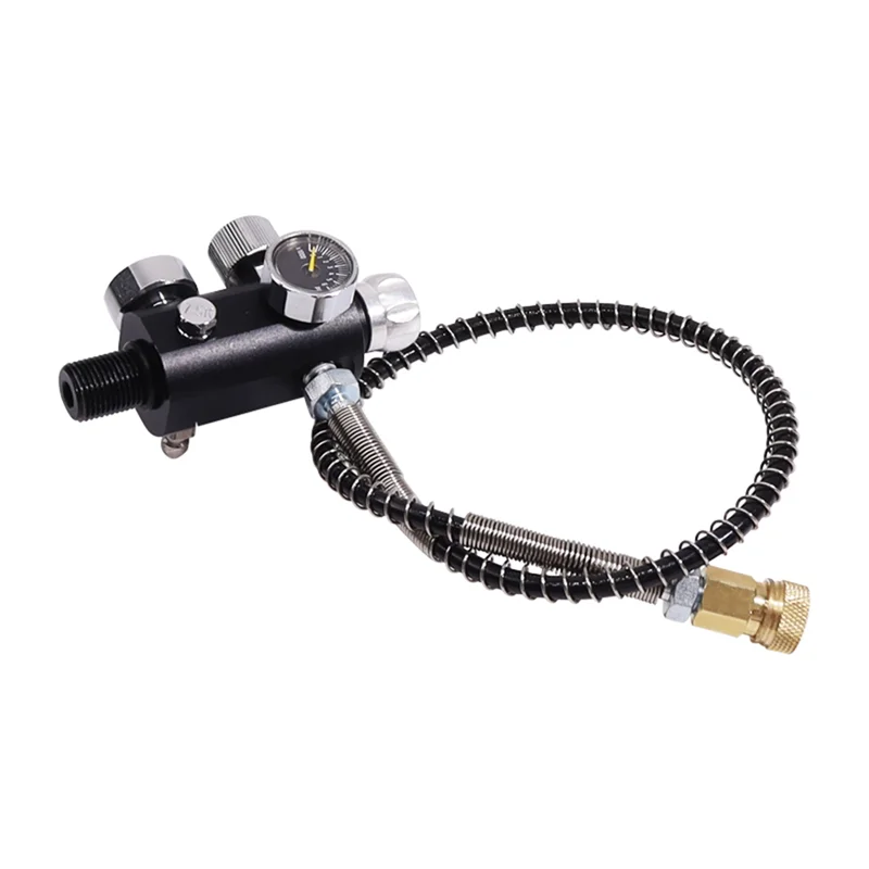 A02F-Valve Scuba Adapter With Gauge Tank Filling Station Refill For Air Tank Bottle Cylinder Diving Kit