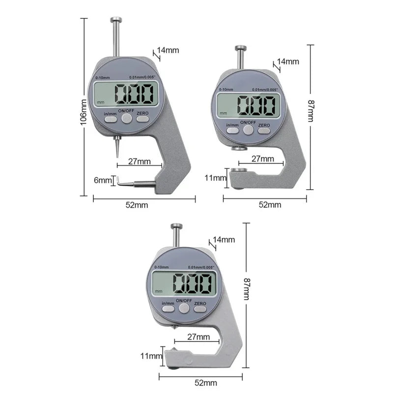 0-10mm Digital Thickness Gauge 0.01mm High Precision Pocket Measuring Tool for Flat and Curved Surfaces