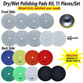 Dry Diamond Polishing Pads 11PCS Wet/Dry Granite Stone Buffing Pad Kit for Marble Concrete Quartz Tiles - High Temperature Resi