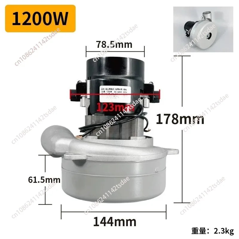 1200W 220V Vacuum Cleaner Motor for Commercial Vacuums, Floor Scrubbers, Dust - Free & Table Saws, with Universal Accessories