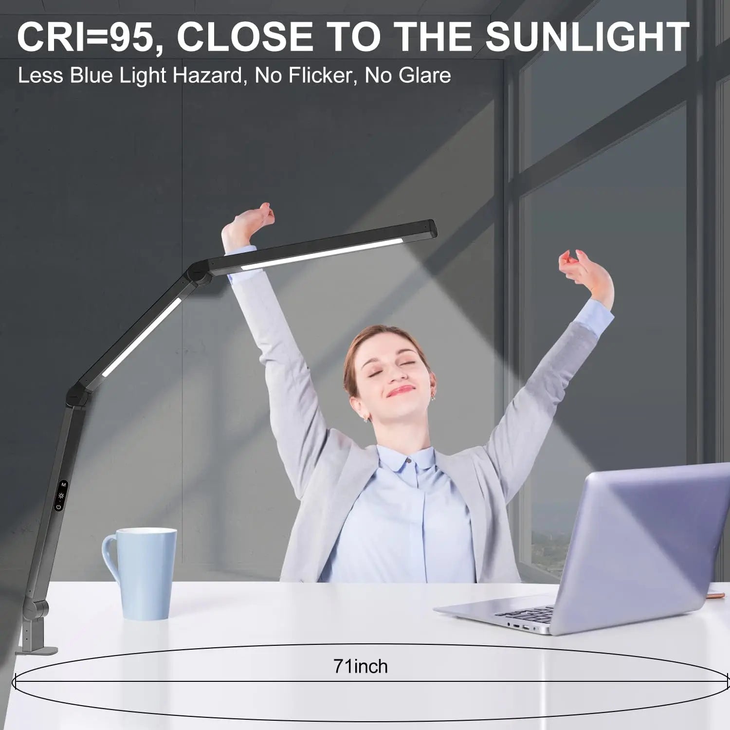 Adjustable LED Desk Lamp with Clamp, Dual Light, 4 Color Modes & 5 Brightness Levels for Home Office