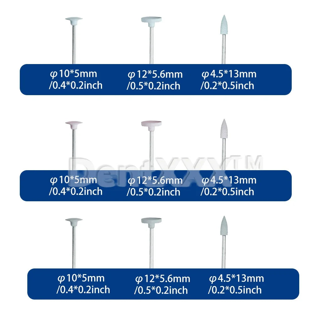 12Pcs Ceramic Polishing Kit, Disc-Shaped, Pointed, Wheel-Shaped Silicone Polishers, Coarse/Medium Fine/Fine Grinding Heads, Suit