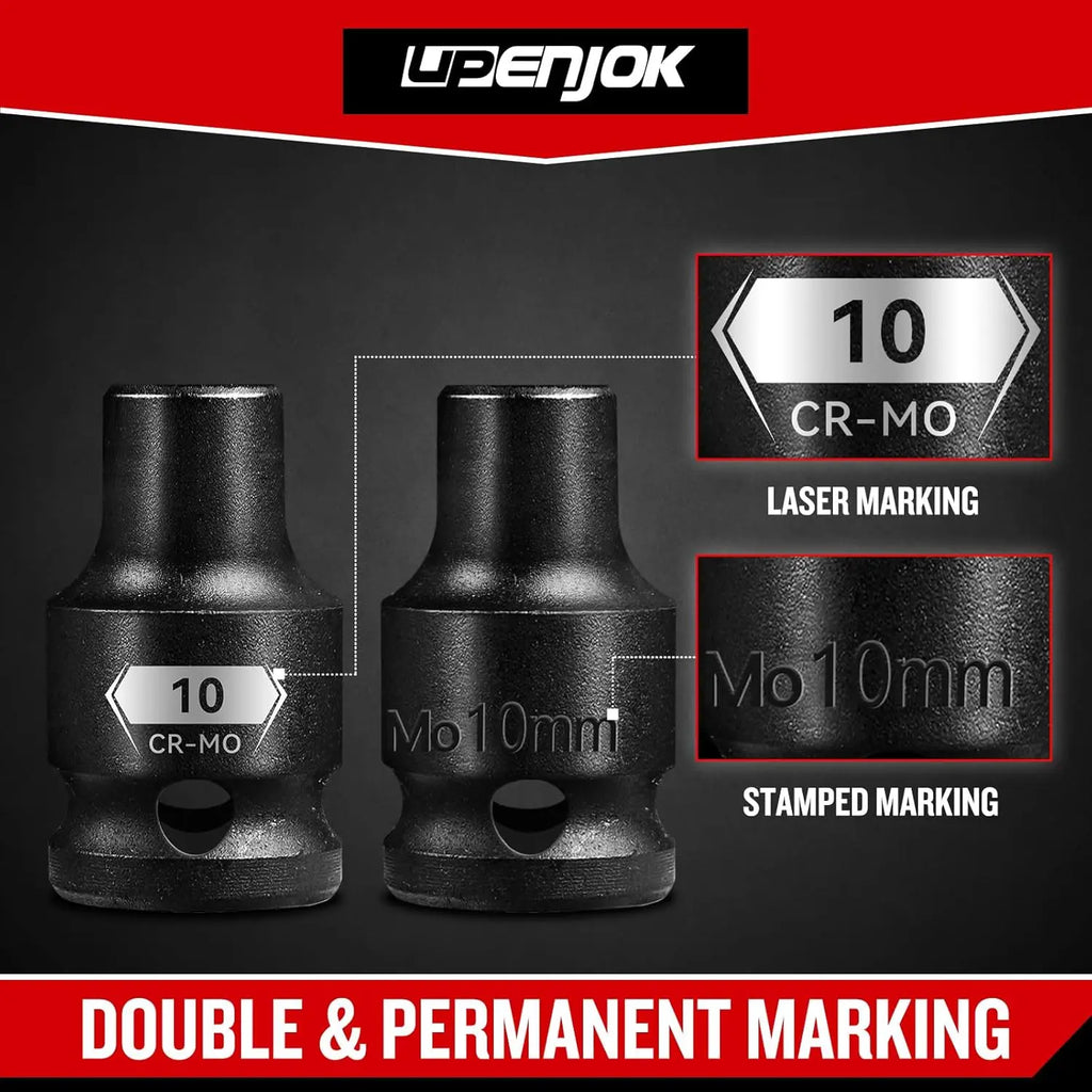 2-Pack 1/2" Drive Magnetic 10mm Impact Socket Set, Shallow, CR-MO Steel, 6-Point for Impact Wrench