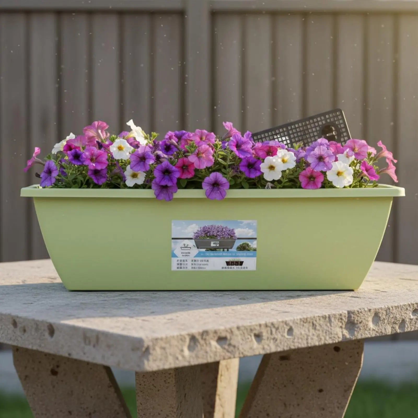 Long Plastic Vegetable Planter Indoor Outdoor Use Automatic-Watering Flower Pot Rectangular Planter Sturdy Rectangular Window