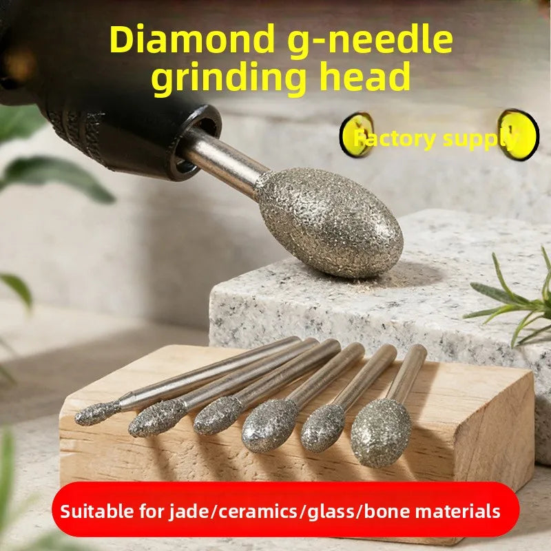 Goose Egg Diamond Grinding Head / Oval Jade Carving / Rough Stone Window Electric Grinding Head/ G Needle Grinding and Polishing