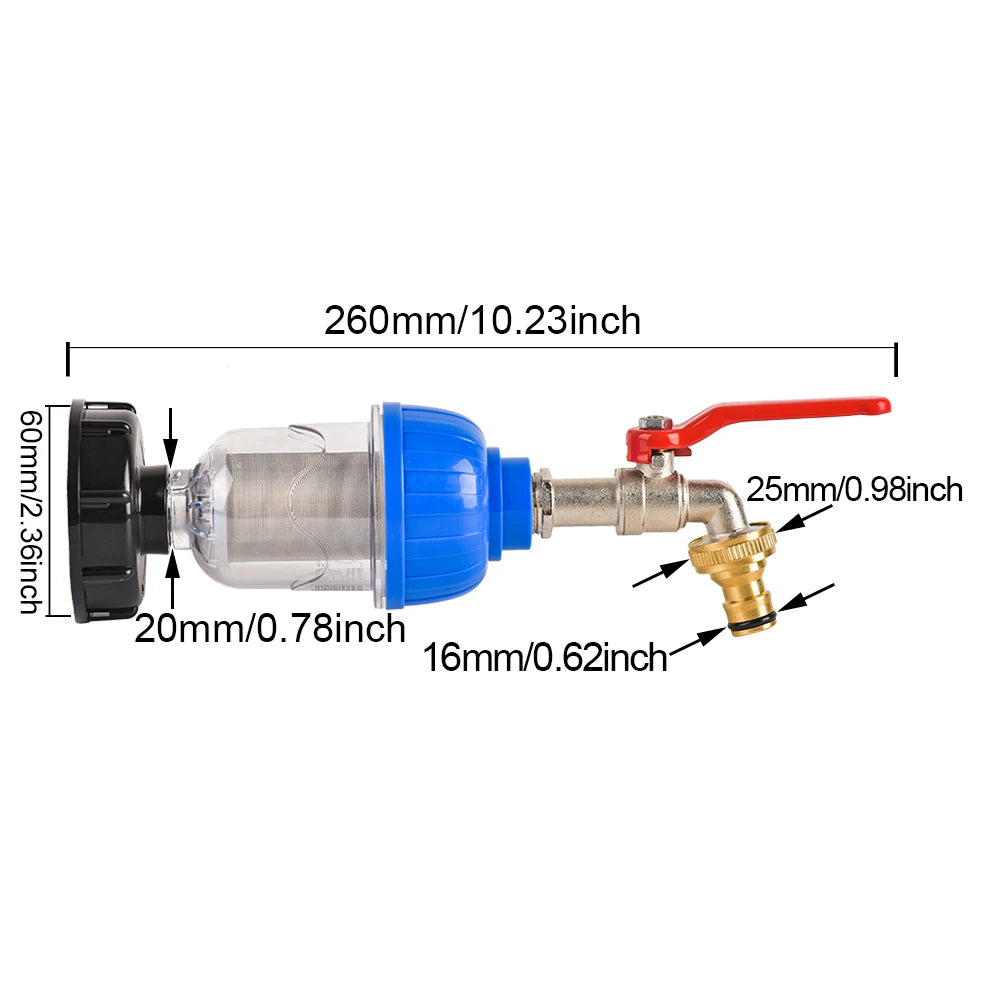 1/2 Inch Watering Filter For IBC Tank Tap Adapter S60 Ton Barrel Joint Garden Irrigation  Aquarium Pump Water Gun Strainer