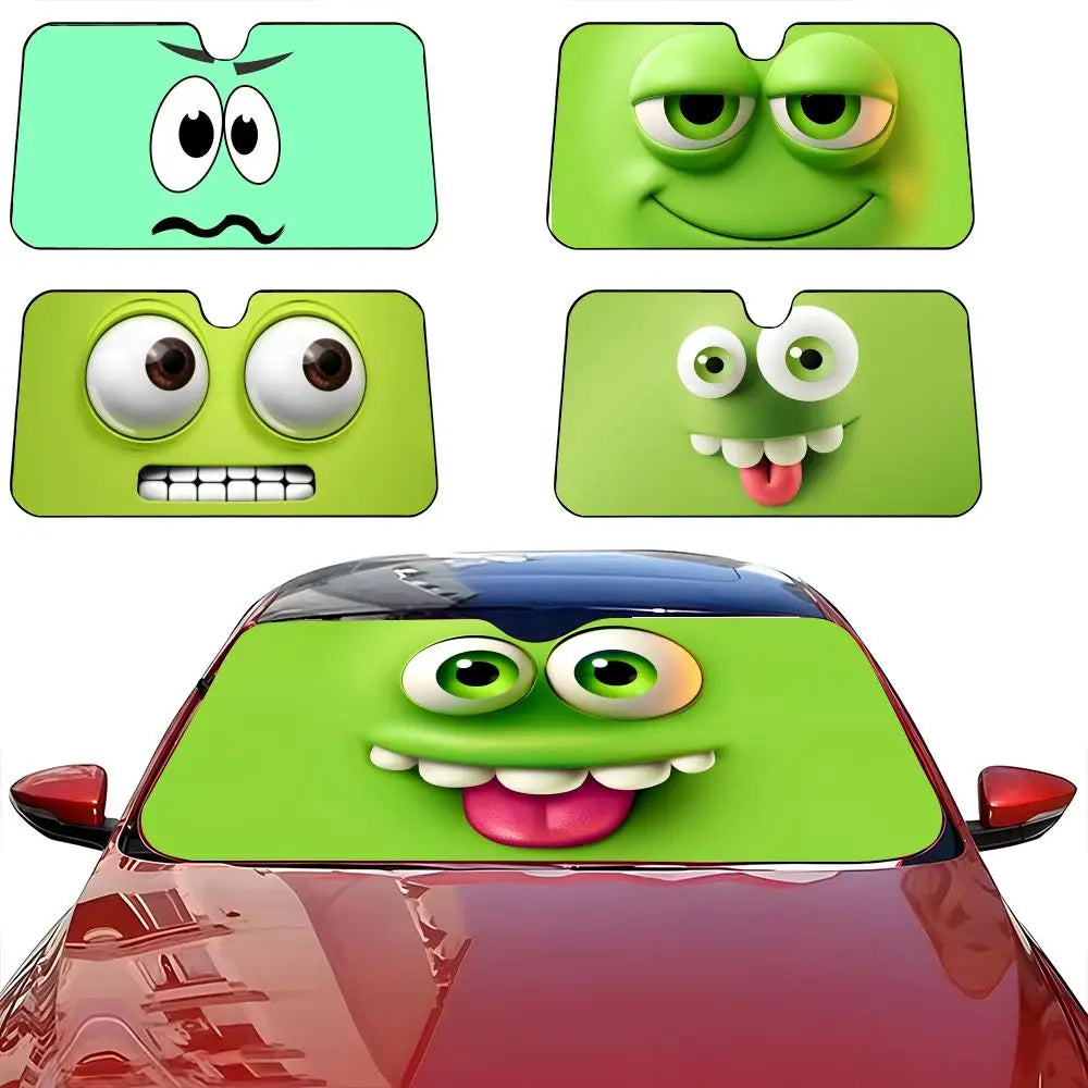 Green Emoji Sun Visor Car sunshades, windshield sun visors, sun protection sunshades, novel car gifts.