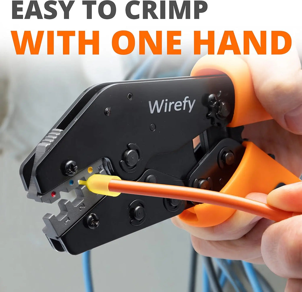 Professional Ratcheting Wire Crimper Kit with 9 Interchangeable Dies for Various Terminals and Connectors