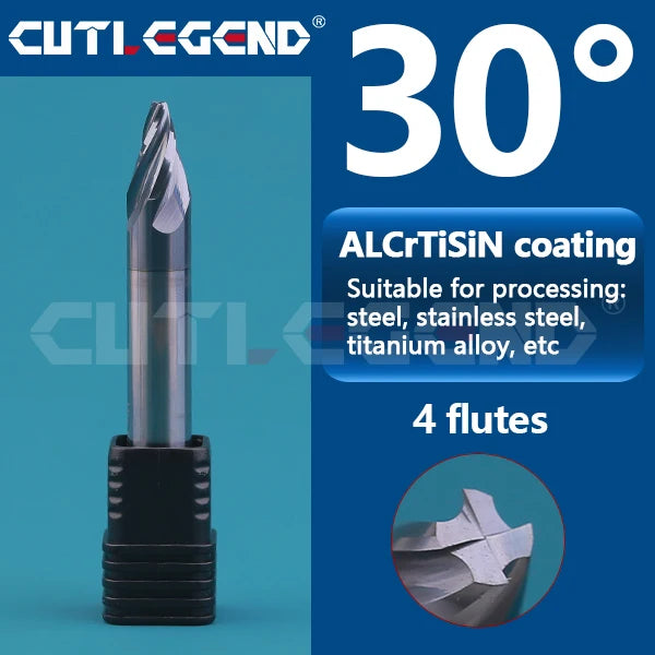 30 60 90 120 Degree 4 Flutes Chamfer Milling Cutter Spiral Carbide Corner Countersink Chamfering Mill Deburring Edges For Steel