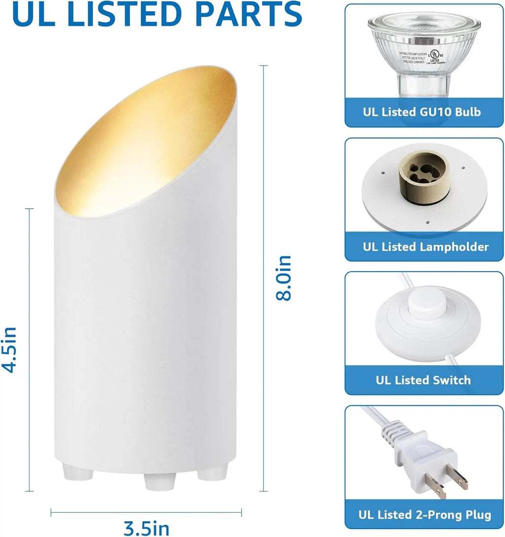 2 Pack Indoor Floor Uplighting with 5W LED GU10 Bulbs, 2700K Warm Light for Home Accent, Plug-in Cord & Foot Switch