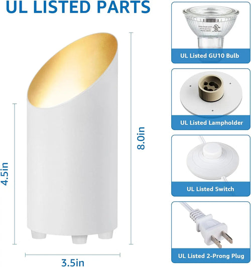 2 Pack Indoor Floor Uplighting with 5W LED GU10 Bulbs, 2700K Warm Light for Home Accent, Plug-in Cord & Foot Switch