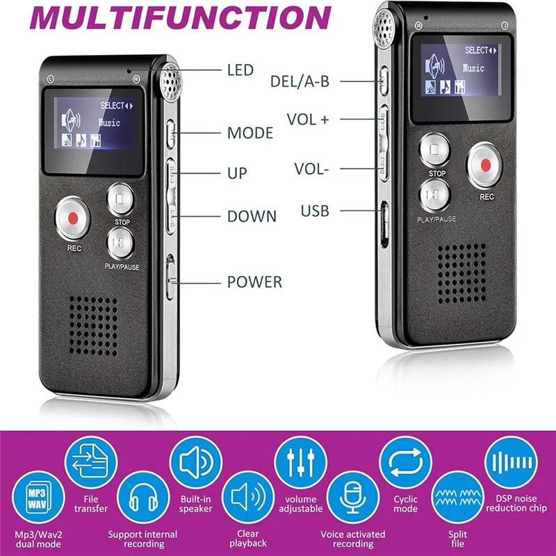 B03B-Equipment Kit Includes 1 Pcs 8GB Audio Recorder 1 Pcs Emf Detector Emf Meter Magnetic Field Detector For Research