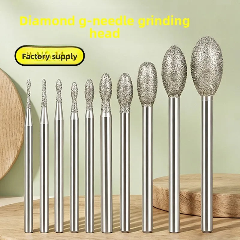 Goose Egg Diamond Grinding Head / Oval Jade Carving / Rough Stone Window Electric Grinding Head/ G Needle Grinding and Polishing