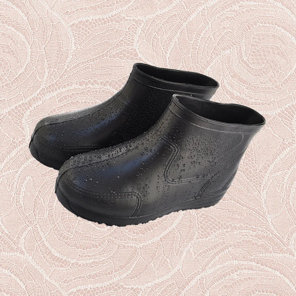 1 Pair Thick Heel Antiskid Rain Shoes Acid Alkali Resistant Low Canister Boots Size Non Slip Wear Resistant Sole Stable