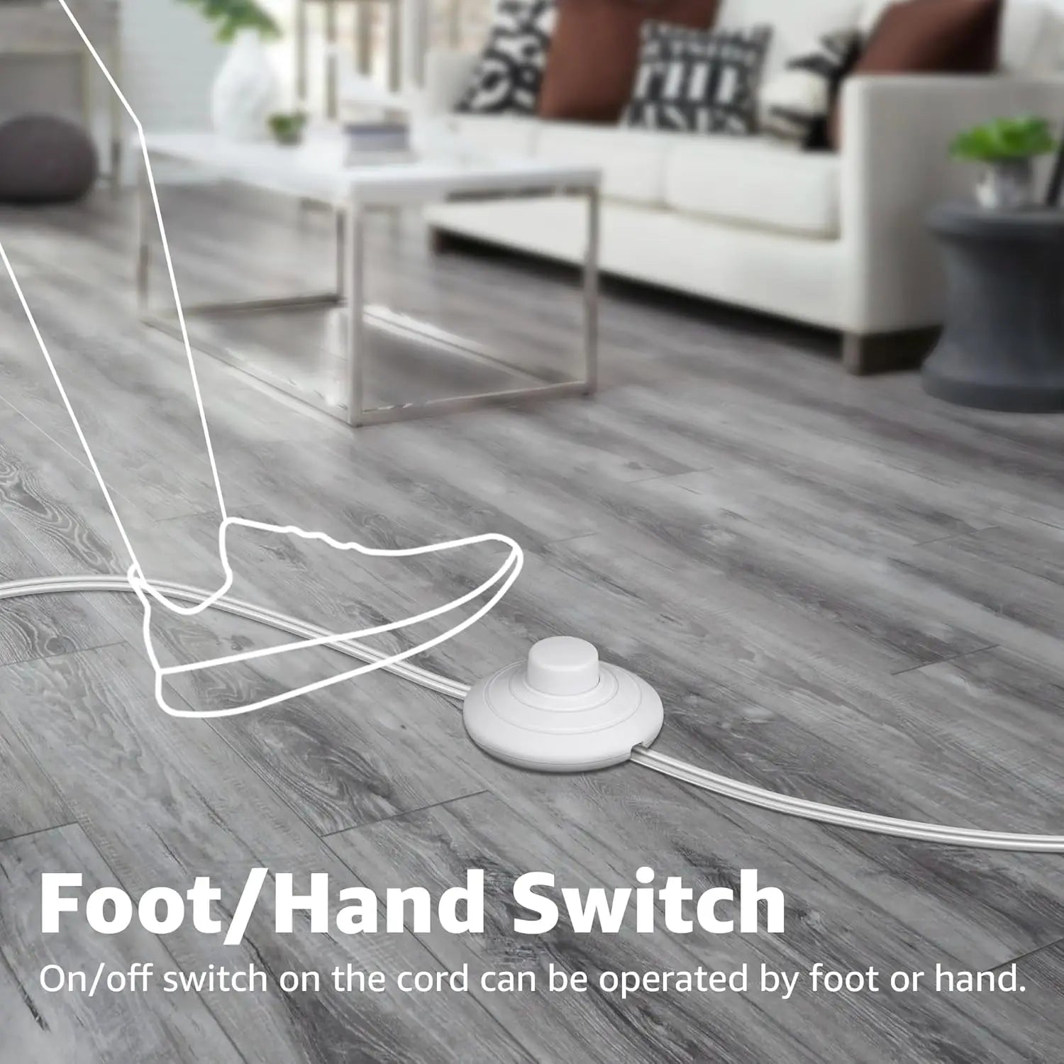 2 Pack Indoor Floor Uplighting with 5W LED GU10 Bulbs, 2700K Warm Light for Home Accent, Plug-in Cord & Foot Switch