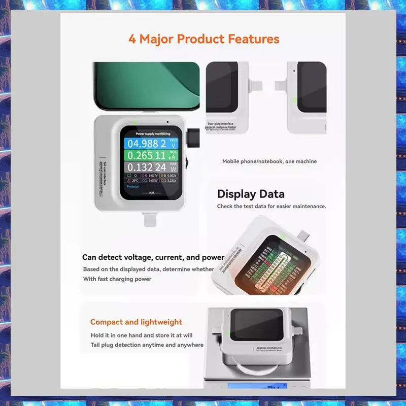 2025 TNS360 Mobile Phone Tail Plug Comprehensive Detector 30V~5A Automatic Scanning Detection 3-In-1 For IOS TEYE-C,TNS360 Mobil