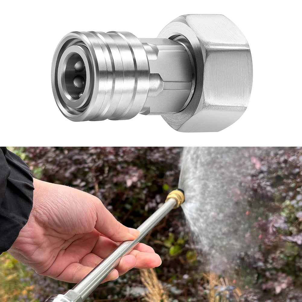 Garden Hose To Pressure Washer Adapter 3/4 GHT To 1/4 Quick Connect Stainless Steel For Car Patio Cleaning Tool