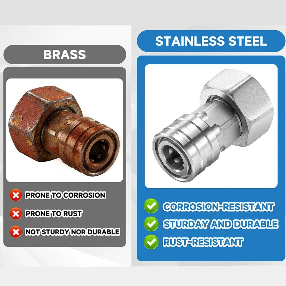 Garden Hose To Pressure Washer Adapter 3/4 GHT To 1/4 Quick Connect Stainless Steel For Car Patio Cleaning Tool