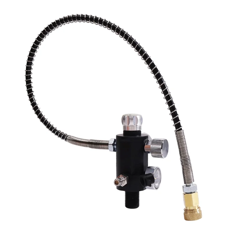 A02F-Valve Scuba Adapter With Gauge Tank Filling Station Refill For Air Tank Bottle Cylinder Diving Kit