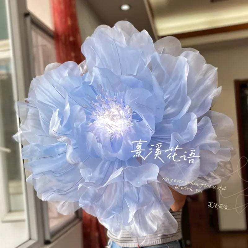 Large automatic flower opening and closing electric machinery silk dynamic peony flower manual simulation flower floor lamp