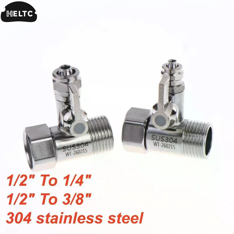 Water Filter Adapter 1/2 to 1/4 3/8 With Shut Off Tee Ball Valve Reliable Connection for RO System Home Kitchen
