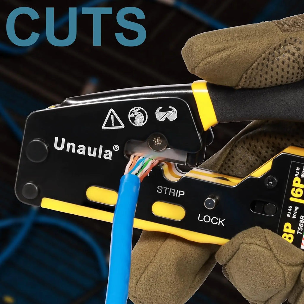 Professional RJ45 Crimp Tool Kit for Cat5 Cat6 Ethernet Cables, Pass Through Crimper with Easy Installation