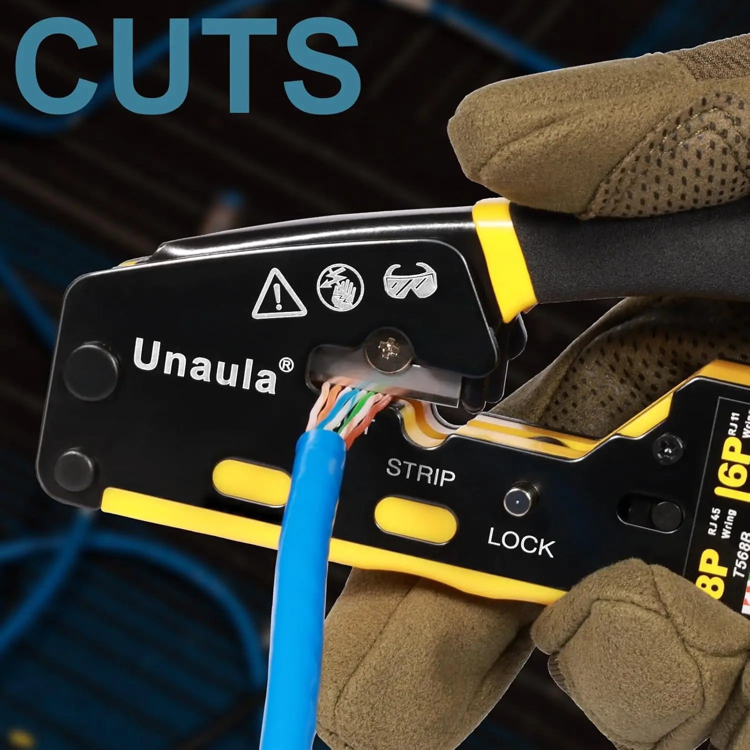 Professional RJ45 Crimp Tool Kit for Cat5 Cat6 Ethernet Cables, Pass Through Crimper with Easy Installation
