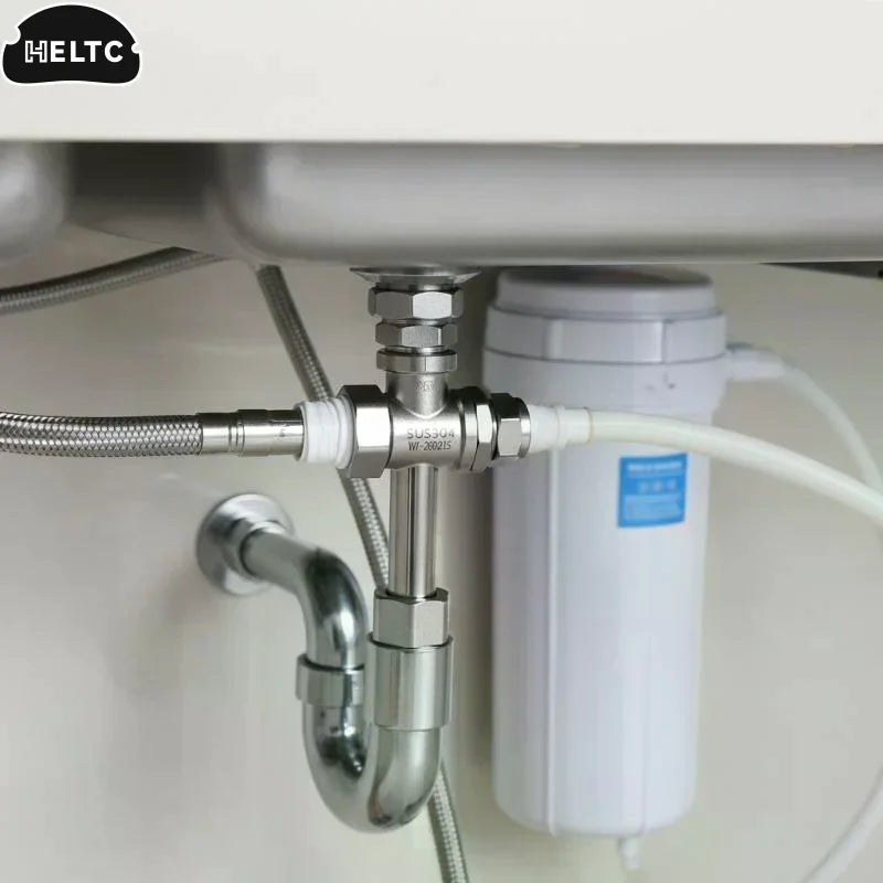 Water Filter Adapter 1/2 to 1/4 3/8 With Shut Off Tee Ball Valve Reliable Connection for RO System Home Kitchen