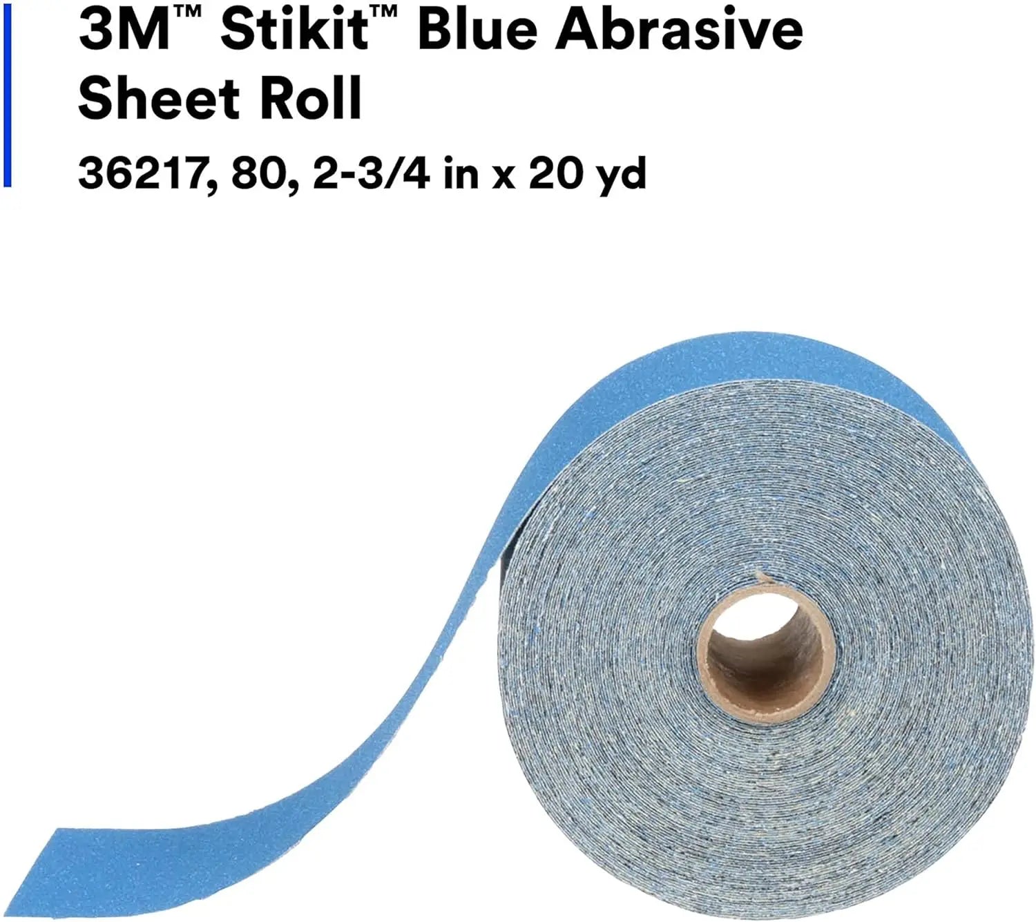 Blue Abrasive Sandpaper Roll, 2.75x20yd, 80+ Grade for Automotive Coating Removal & Body Repair