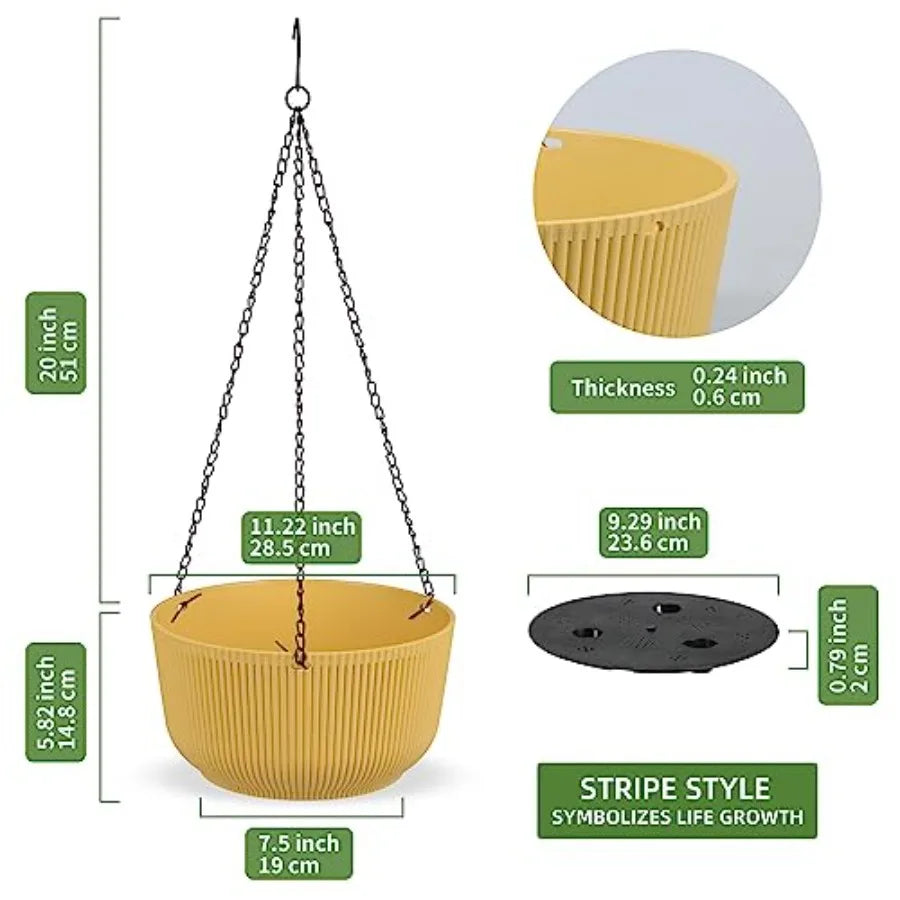 Self Watering Hanging Planters Indoor Outdoor Thickened Hanging Basket Flower Plant Pot 2 Pack