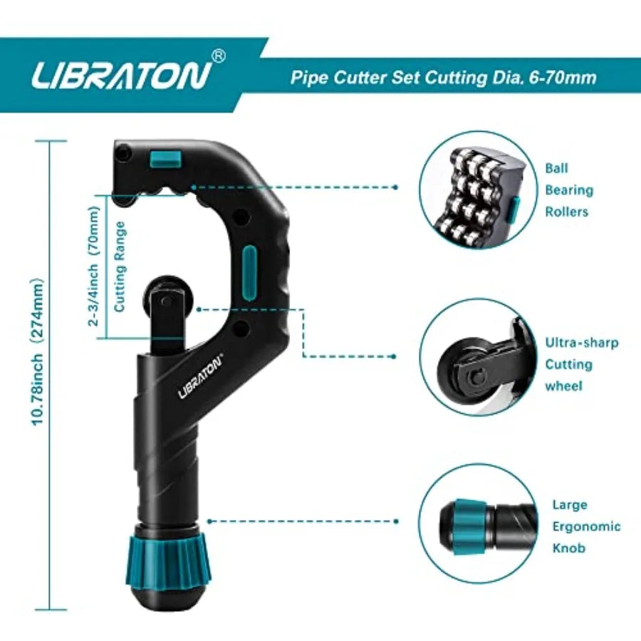 Libran Copper Tube Cutter Tube Cutter Heavy-duty Tubing Cutter for Copper Pipe with Deburring Tool
