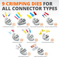 Professional Ratcheting Wire Crimper Kit with 9 Interchangeable Dies for Various Terminals and Connectors