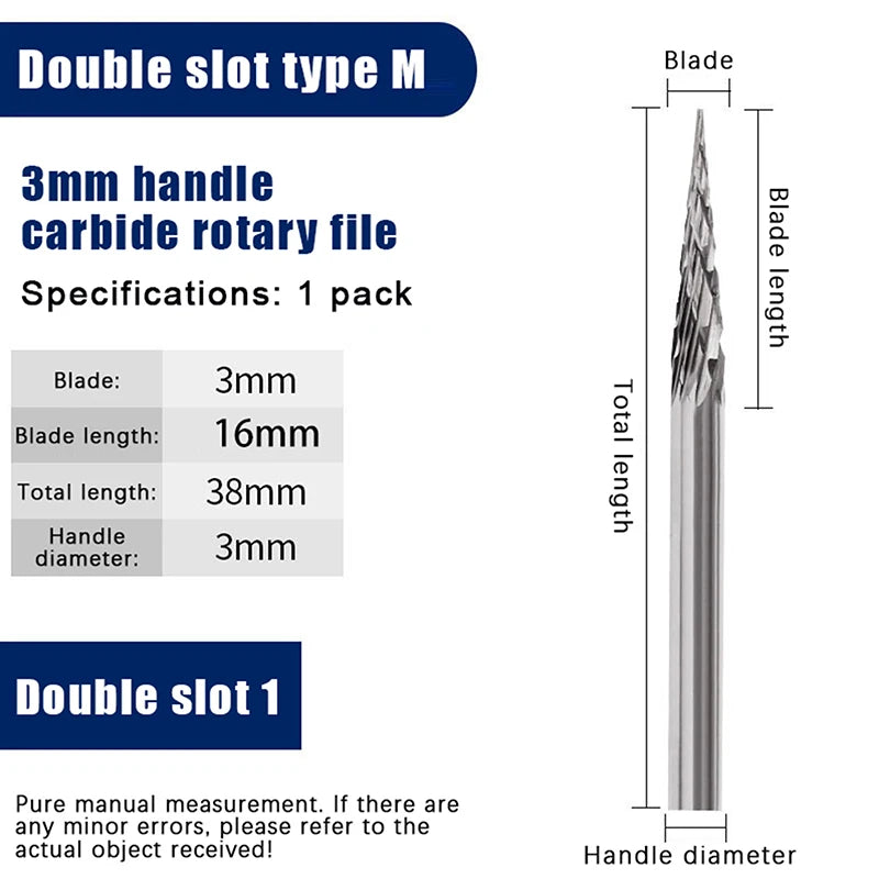 1PCS Tungsten Carbide Rotary File Hard Alloy Rotary Bur Drill Bit 3mm Shank Engraving Cutter Grinding Head For Metal And Plastic