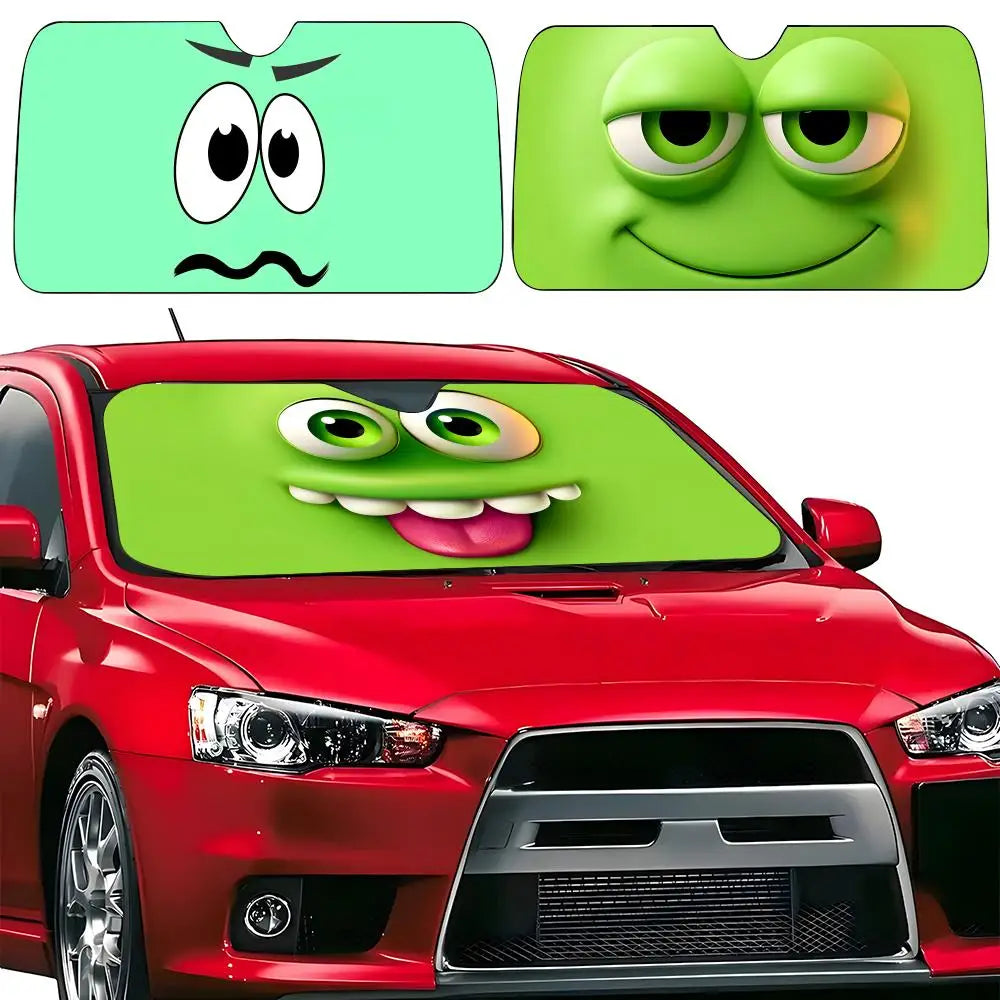 Green Emoji Sun Visor Car sunshades, windshield sun visors, sun protection sunshades, novel car gifts.