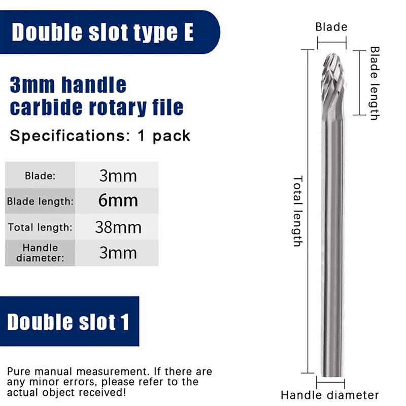 1PCS Tungsten Carbide Rotary File Hard Alloy Rotary Bur Drill Bit 3mm Shank Engraving Cutter Grinding Head For Metal And Plastic
