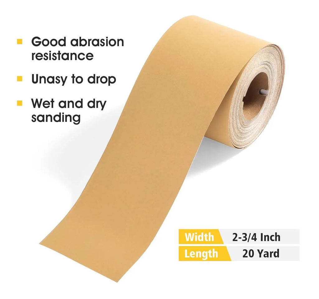 400 Grit PSA Longboard Sandpaper, 20 Yard Continuous Roll, 2-3/4" Wide Self-Adhesive for Automotive, Woodworking, Metal