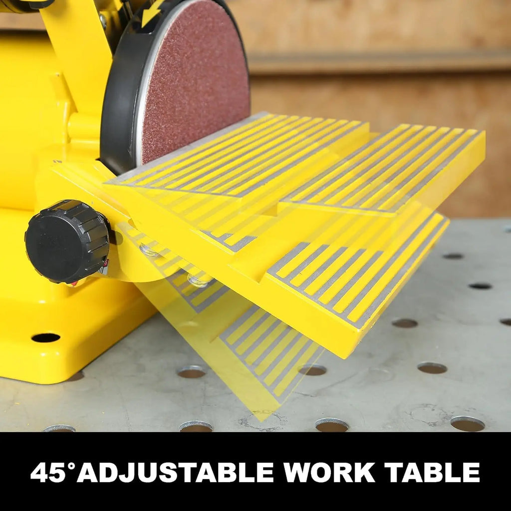 4.3A Belt Sander with 4x36 in. Belt & 6 in. Disc, Double Dust Port, Steel Base, Includes 2 Sandpapers