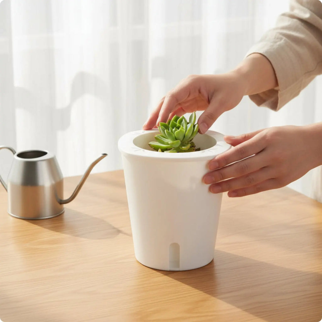 Self Watering Planter Easy to Clean Self Watering Pot Water Reservoir Planter Non Garden Container Resistant