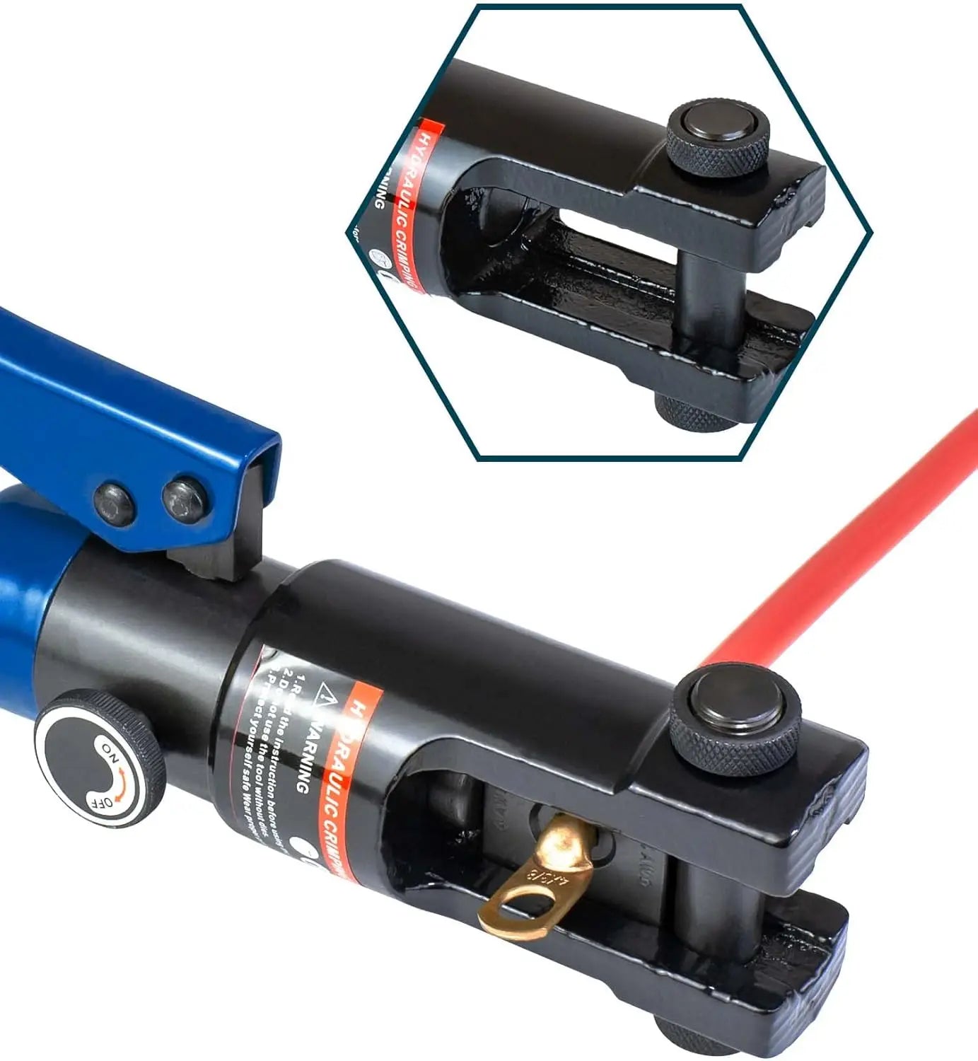 12 Ton Hydraulic Crimping Tool with 9 Standard Dies, Crimps 8AWG to 4/0 AWG, Hardened Steel Construction for Durability