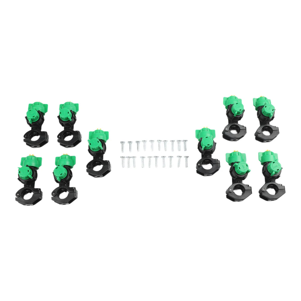 Tractor Mounted Sprayer Nozzles 10 Pack – Fits 21-22mm Steel Pipe, 9.8mm Fan Spray Tips For Crop Care & Irrigation, Green/Black